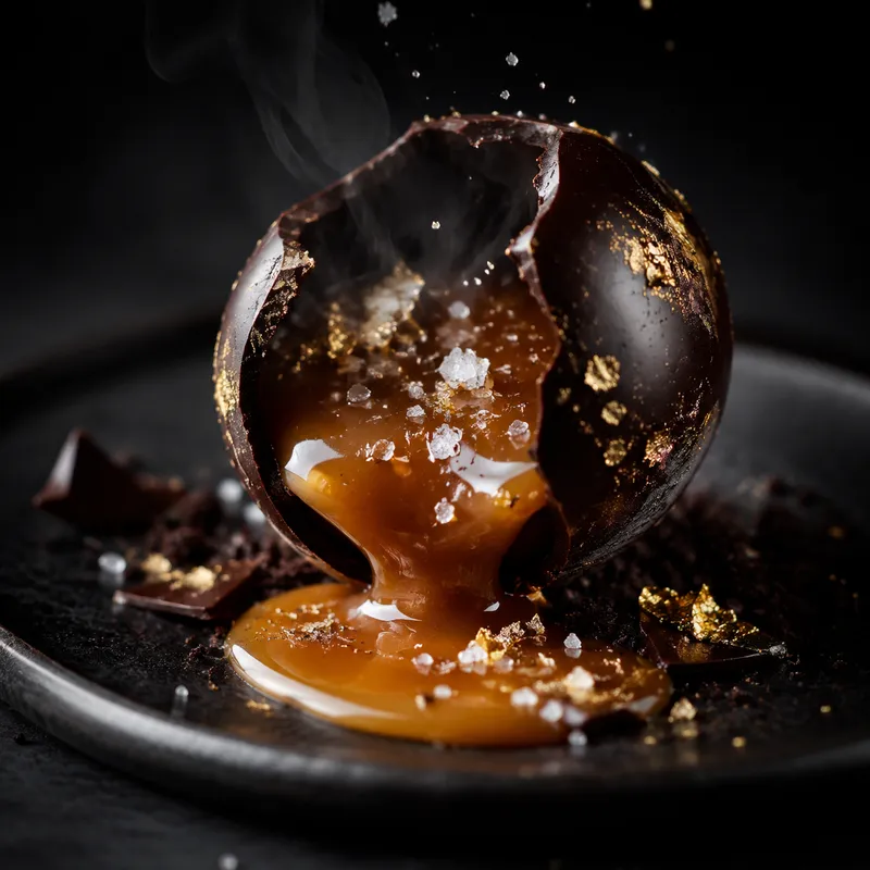 Molten chocolate dessert macro