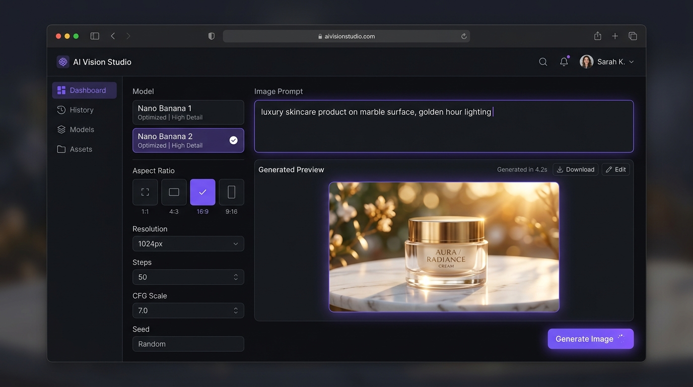 Panel de generación de imágenes de Kubeez con el modelo Nano Banana 2 seleccionado
