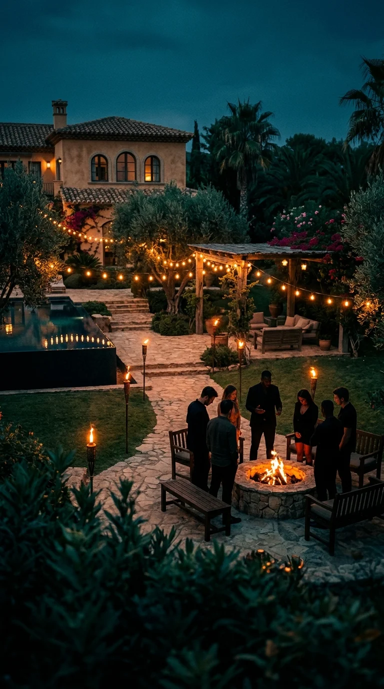 Seară la vilă — luminițe și foc, Nano Banana 2